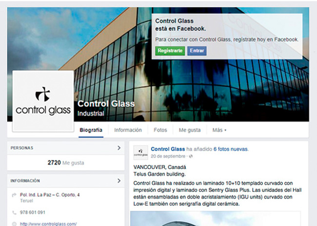 El Facebook de Control Glass supera los 2700 likes